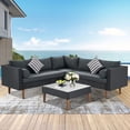 thumbnail image 1 of 4 Pieces L-shape Outdoor Patio Furniture Set Outdoor Sectional Rattan Sofa Set Manual Wicker Patio Conversation Set with Pillows and Brown Rattan for Yard Deck Porch(Grey), 1 of 9