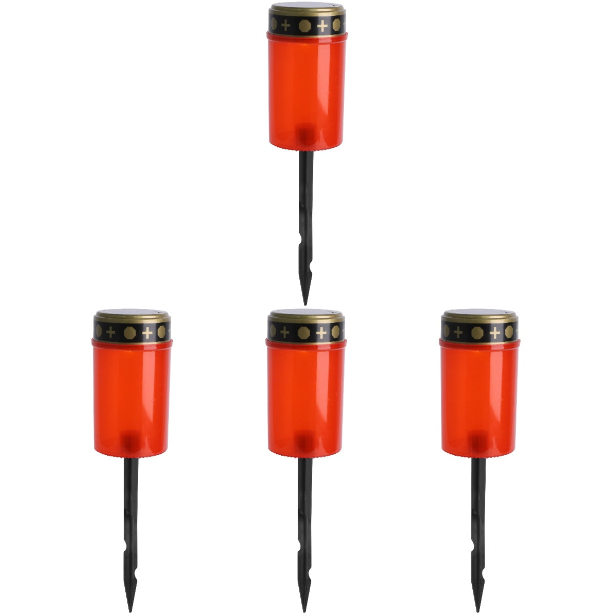 4 Pieces Lamps for Worship Solar Light Graveyard Christmas Candle Flameless Powered Walkway