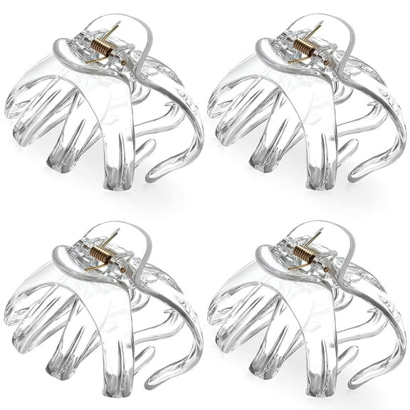 4 Pieces Large Grip Octopus Clip No Slip Spider Hair Clips Octopus Jaw Hair Clips for Thick Long Hair Women Girls (Clear,8.5 cm)
