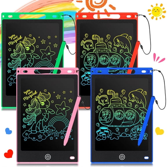 4 Pieces Of Lcd Writing Tablet 8.5-Inch Graffiti Board Tablet Drawing Gift Lcd Writing Board Electronic Erasable And Reusable Color Screen Pad (Blue Red Green Pink)