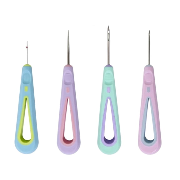 4 Pieces Leather Sewing Awl Tool Kit Rubber Grip Steel Pin Versatility for Handmade Leathercraft Use