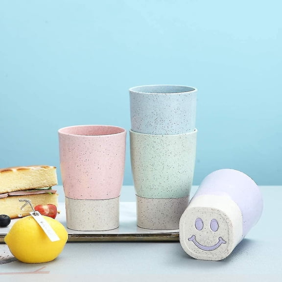 4 Pieces Lightweight Wheat Straw Fiber Cups, 14 Oz, Microwave Safe