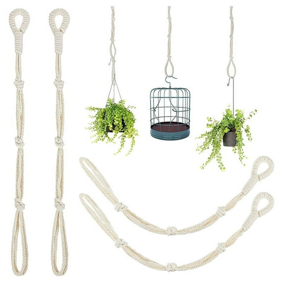 4 Pieces Macrame Beige Plant Hanger Extender Rope Plant Hanging Basket Extender La cotton rope0115