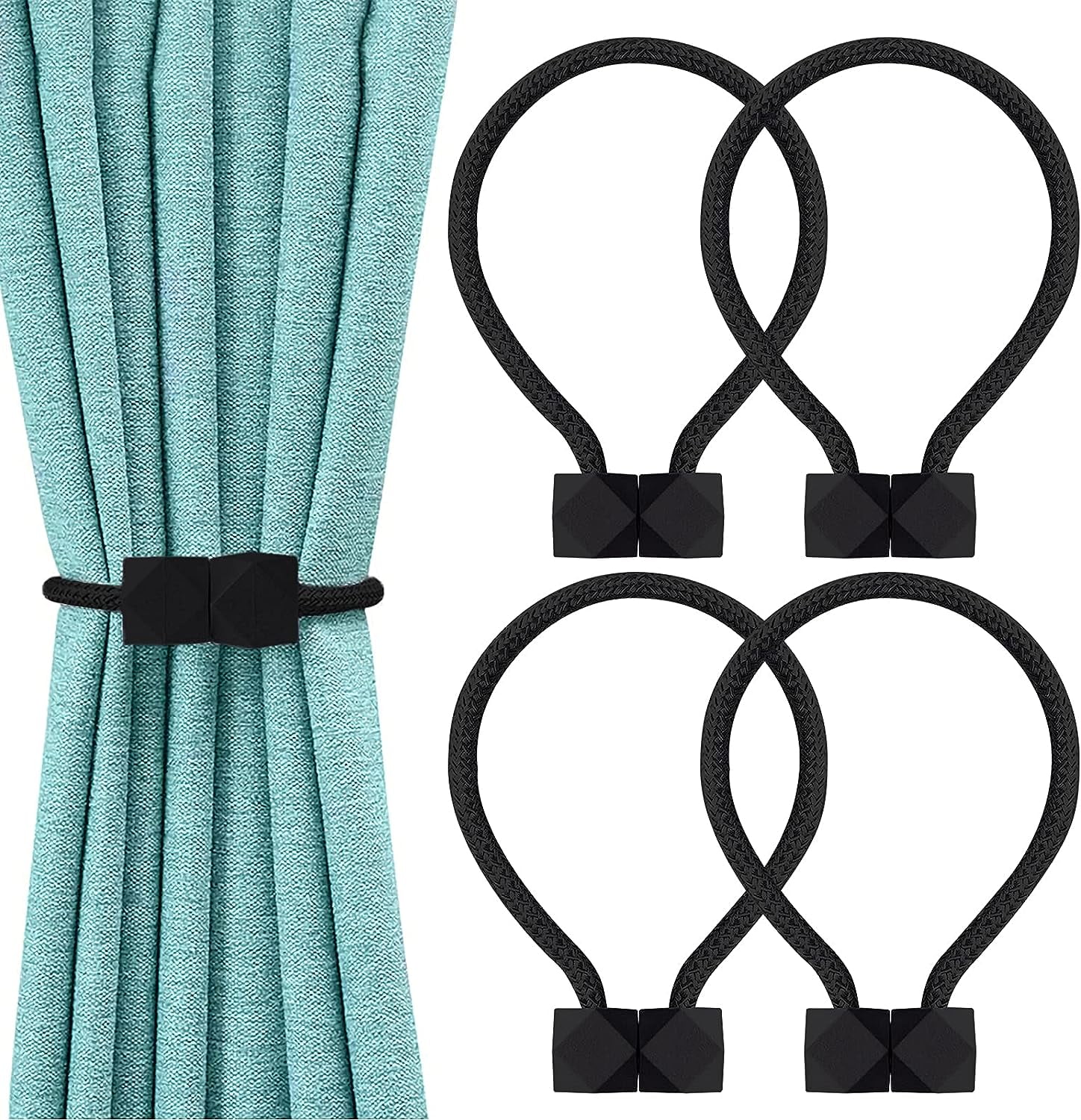 4 Pieces Curtain Tieback, European Curtain Drapes Clips Rope