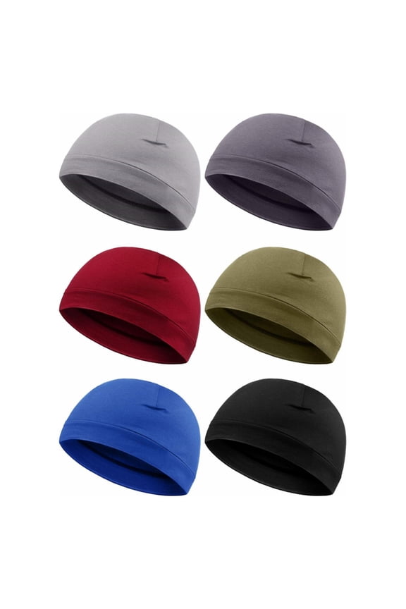4 Pieces Men Skull Caps Soft Beanie Hats Stretchy Helmet Liner Multifunctional Headwear for Men Women