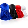 thumbnail image 1 of 4 Pieces Mens Velvet Wave Cap Headwraps with Extra Long Tail, 1 of 4