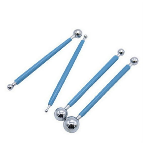 4 Pieces Metal Ball Stylus Dotting Tools, Embossing Pattern Design Fondant Decoration Sugar Craft Ceramic Flower Modeling Sculpting Tool