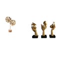 thumbnail image 1 of 4 Pieces Metal Leaf Sculpture Thinker Resin Figurine Unique Artistic Ornament for Living Room Bedroom Home Decor, 1 of 8