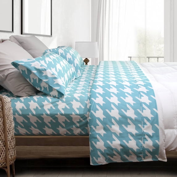 4 Pieces Microfiber Flannel Sheet Set, Full Size Blue Color, Deep Pocket Bedding Collection
