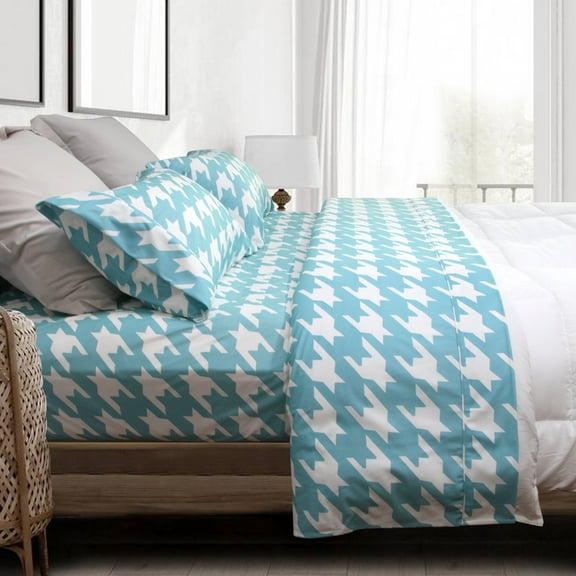 4 Pieces Microfiber Flannel Sheet Set, Full Size Blue Color, Deep Pocket Bedding Collection