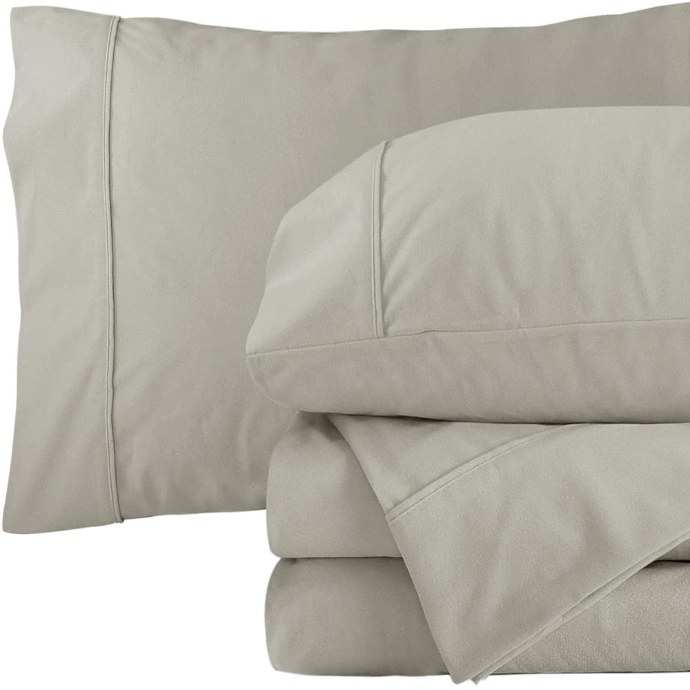 4 Pieces Microfiber Flannel Sheet Set Full Size Dark Grey Color Deep