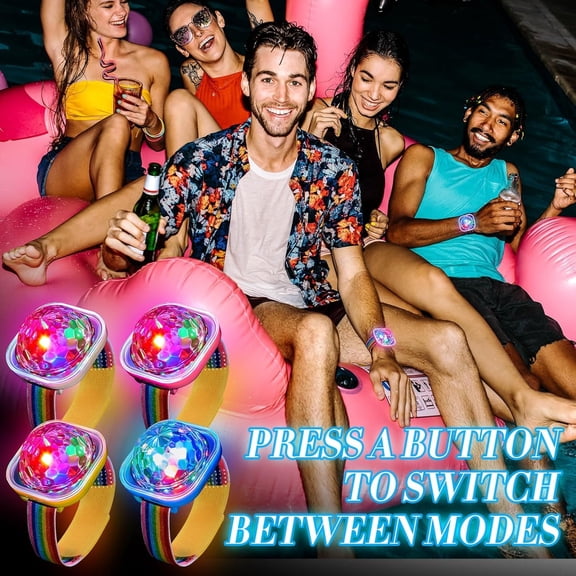 4 Pieces Mini Disco Light Ball Strobe Atmosphere Lights with USB Cable and Suction Portable LED Wristbands Rotating USB Night Disco Bracelet Lamp for New Years Party(Multicolor)
