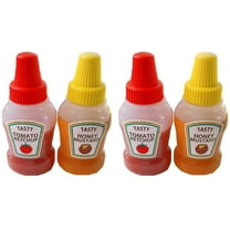 4 Pieces Mini Tomato Ketchup Bottle Portable Plastic Squeeze Squirt Condiment Bottles Honey Mustard Sauce Salad Dressing Container for Bento Box