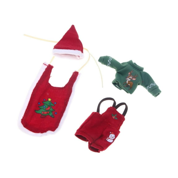 4 Pieces Miniature Doll Overcoat Elf Outfit Cloth Material for 1:12 Dollhouse Christmas Display Scene