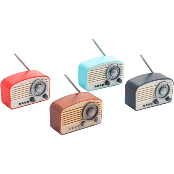 4 Pieces Miniature Radio Mini Retro Model Small Plastic Radio Miniature Furniture for Christmas Birthday Gift