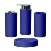 4 Pieces Modern Bathroom Accessories Set With Soap Dispenser, Toothbrush Holder, Bathroom Tumbler, Soap Dish For Toilet Countertop Bathroom Blue