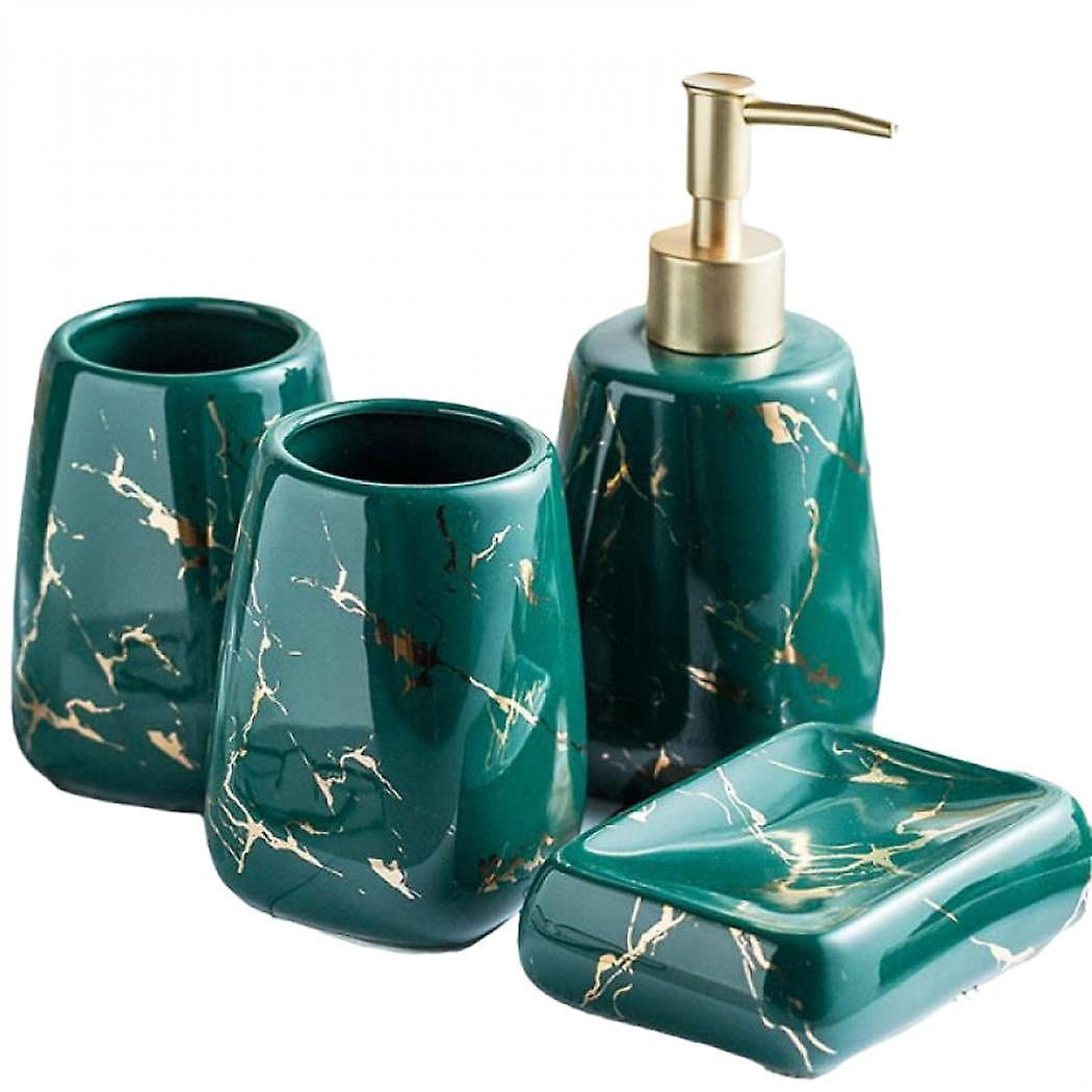4 Pieces Modern Luxury Bathroom Accessories Set Marble Pattern Ceramics ...