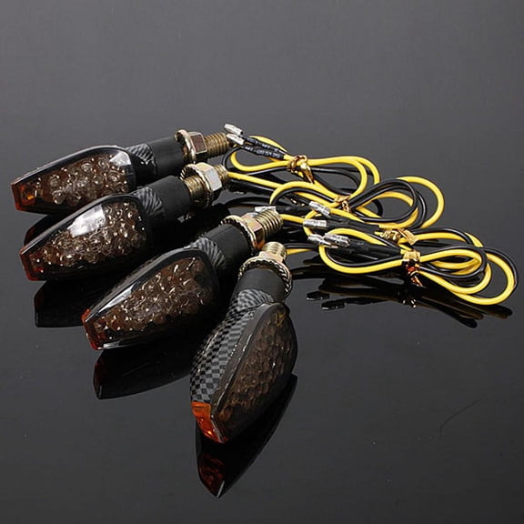 4 Pieces Motorcycle Turn Signal Lights Indicators Flowing 14 LED 12V Motorbike LED Blinker Amber Lamp Mini Stalk Arrow Front Rear Lights