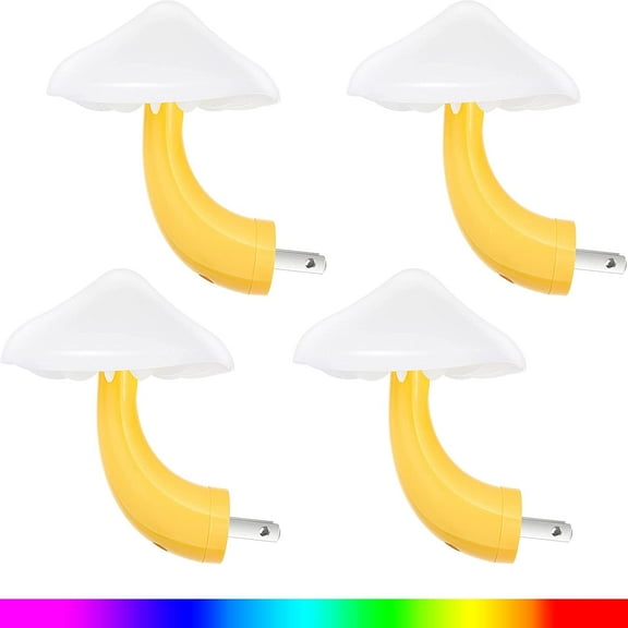 4 Pieces Mushroom Night Light LED Night Light Plug in Lamp 7 Color Magic Mini Pretty Mushroom Shaped Lamp Adults(7-Color Light with White Cover)