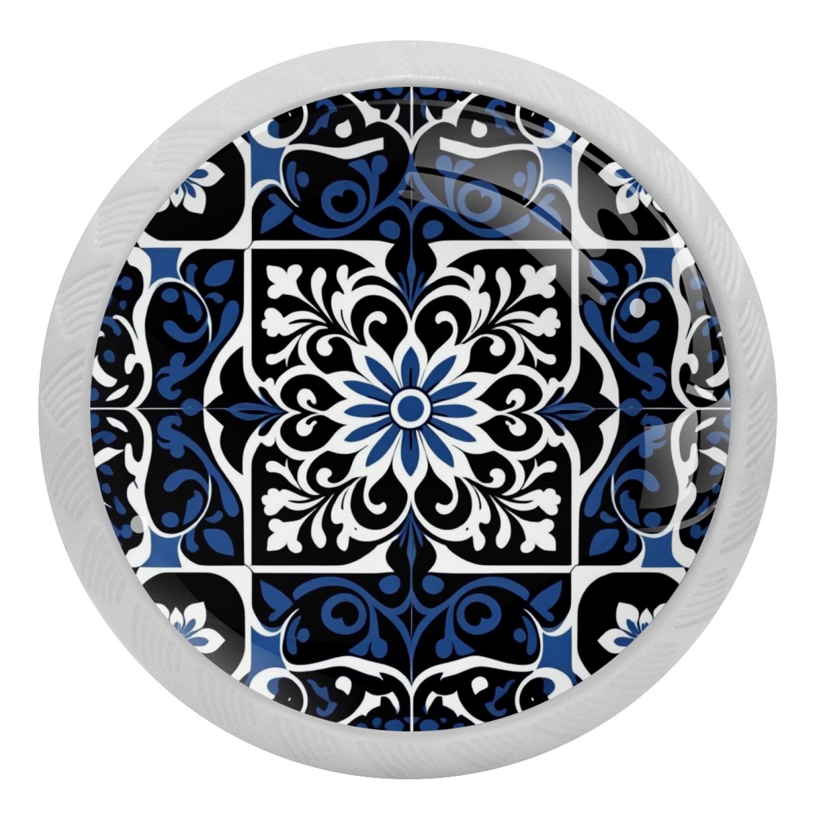 4 Pieces，National style blue floral pattern，Fluorescent knobs