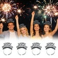 thumbnail image 1 of 4 Pieces New Years Eve Party Supplies,Happy New Year Headband Tiara,Metallic Fringed Noise Makers Gold Sliver for Kids and Adults (Black, 11*18cm/4.3*7.1inch), 1 of 4