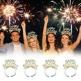 thumbnail image 1 of 4 Pieces New Years Eve Party Supplies,Happy New Year Headband Tiara,Metallic Fringed Noise Makers Gold Sliver for Kids and Adults (Gold, 11*18cm/4.3*7.1inch), 1 of 4