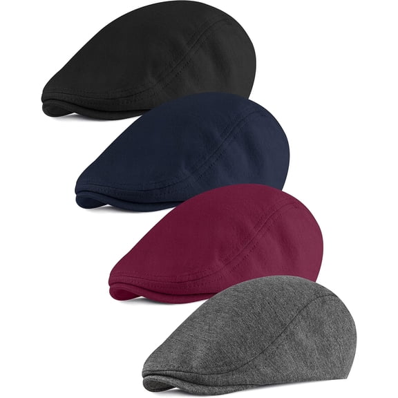 4 Pieces Newsboy Men's Hat Newsboy Cap Flat Cap Soft Stretch Fit Men Cap Cabbie Hunting Cap for Men Outdoor Daily Use