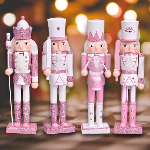 4 Pieces Nutcracker Decoration 30cm Durable Unique Standing Nutcrackers Figures for Party Shelves Room holiday
