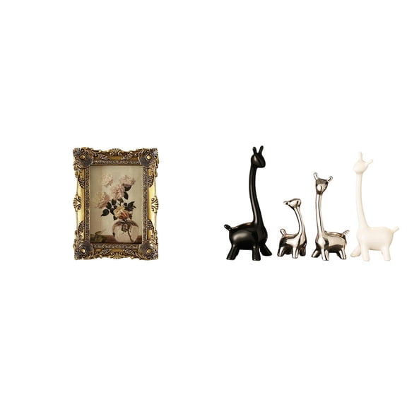 4 Pieces Ornate Picture Frame Elk Deer Statue Modern Centerpiece Ceramic Resin Design for Wedding Hallway Home Display