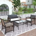 thumbnail image 1 of 4 Pieces Outdoor Furniture, Sofa Wicker Conversation Set with Two Single Sofa, One Loveseat, Tempered Glass Table, Patio Furniture Sets for Porch Poolside Backyard Garden, Q8600, 1 of 13