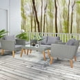 thumbnail image 1 of 4 Pieces Outdoor Wicker Conversation Set, All-Weather Rattan Patio Furniture Sets with Arm Chairs, Tempered Glass Tabletop and Cushions, Sectional Sofa Set for Backyard, Garden, Poolside, 1 of 10