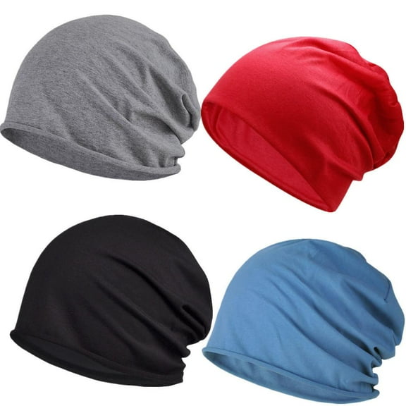 4 Pieces Oversized Hip-Hop Hipster Hat, Lightweight Running Beanie Cap, for Men and Women Soft Lightweight Adult Skull Cap