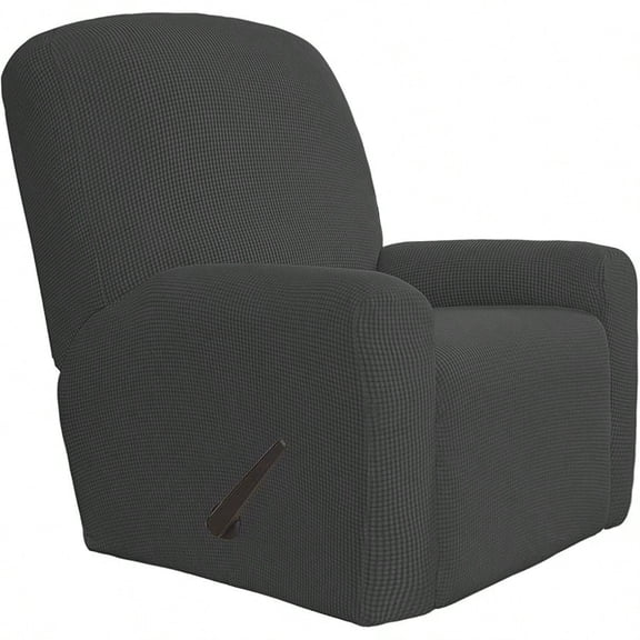 4 Pieces Oversized Recliner Stretch Sofa Slipcover Sofa Cover Furniture Protector Couch Soft with Elastic Bottom Polyester Spandex Jacquard Fabric Small Checks Dark GrayX-Large