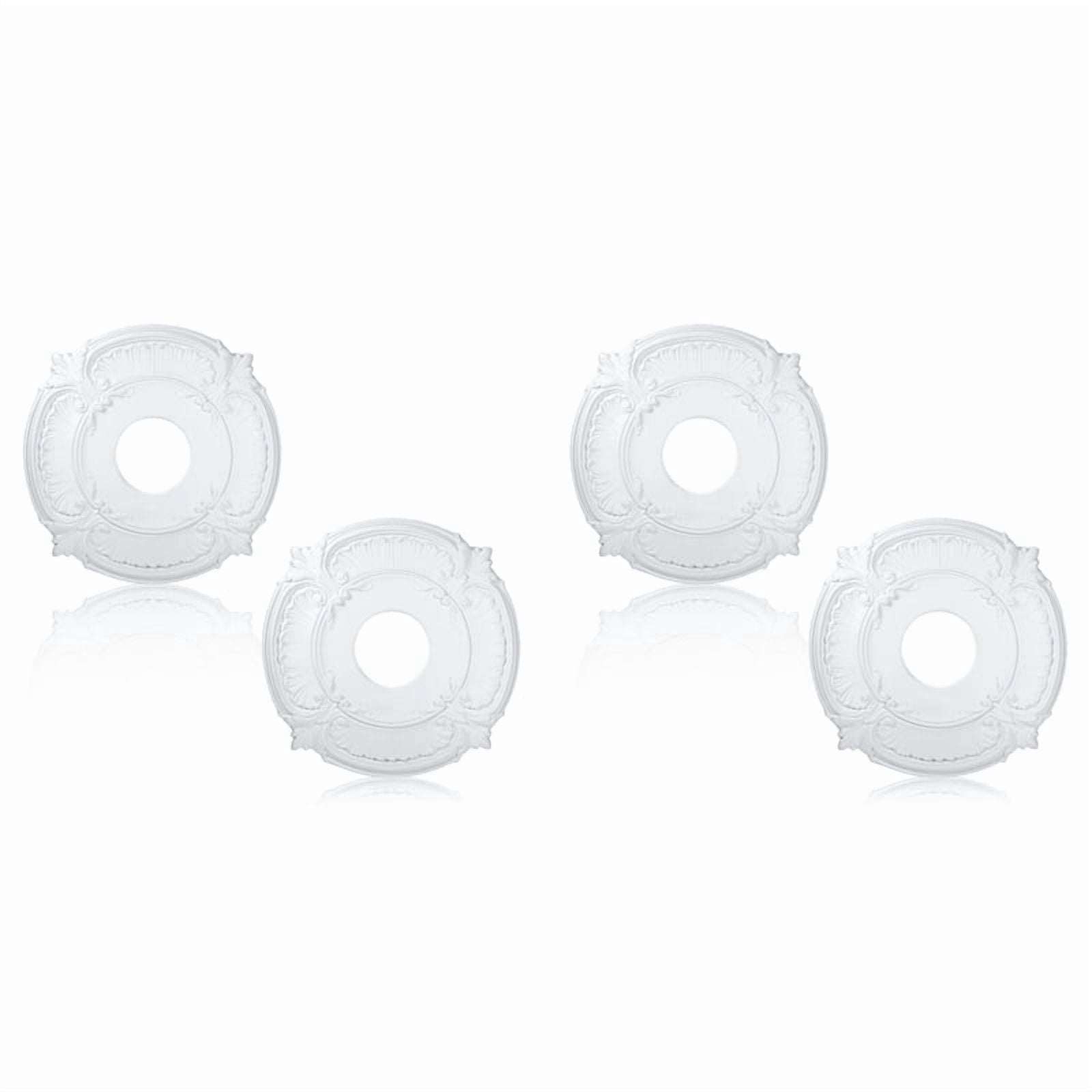 4 Pieces PU Ceiling Medallion Decorative Ceiling Fan Medallion for Light Fixtures Ceiling Fans Chandeliers, 12 Inch OD