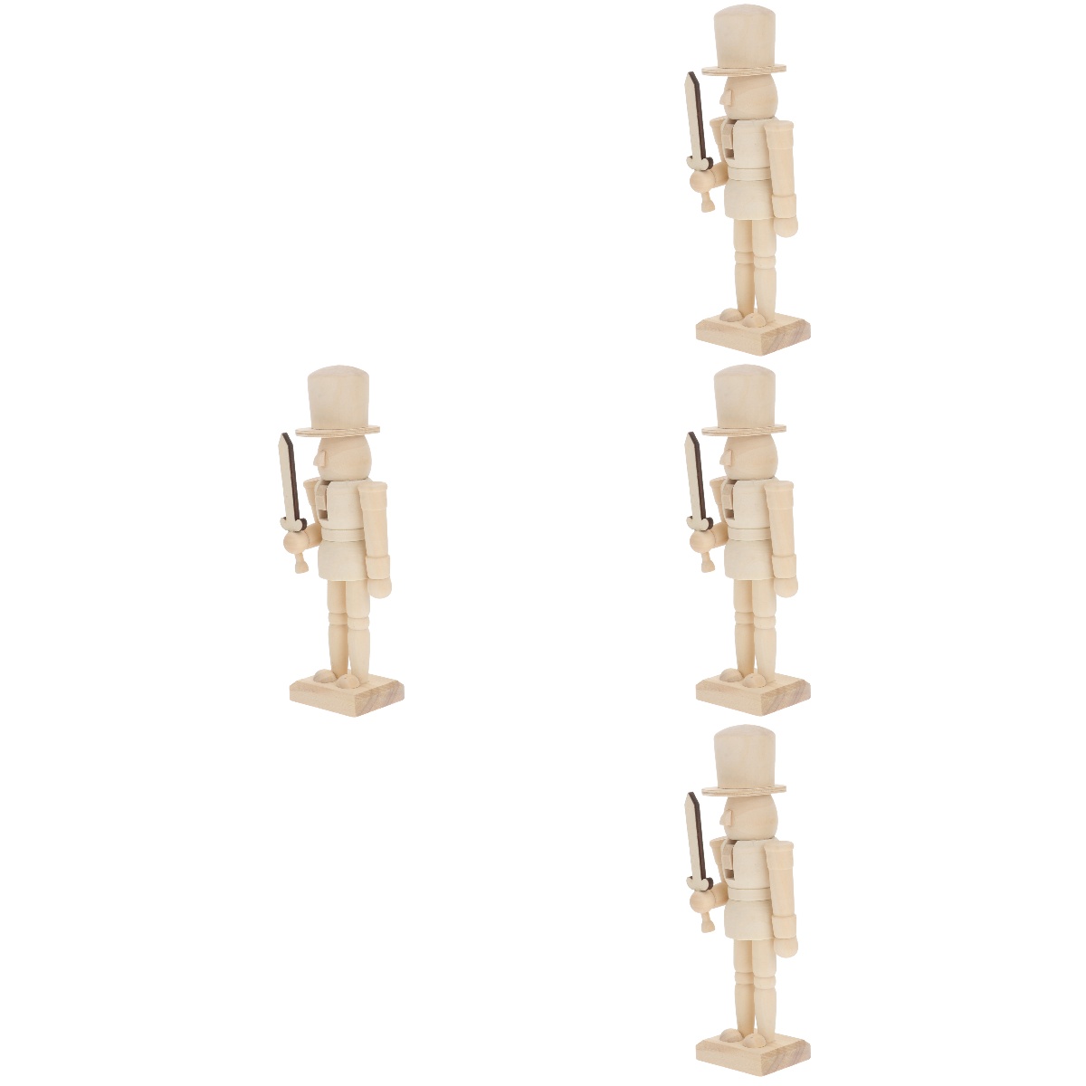4 Pieces Paint Black Baby Doll Nutcracker Soldier Ornament Wooden