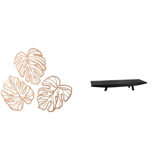 4 Pieces Palm Leaves Wall Plaque Wood Wall Decor Serving Tray Rustic Wood Material for Living Room Bedroom Kitchen