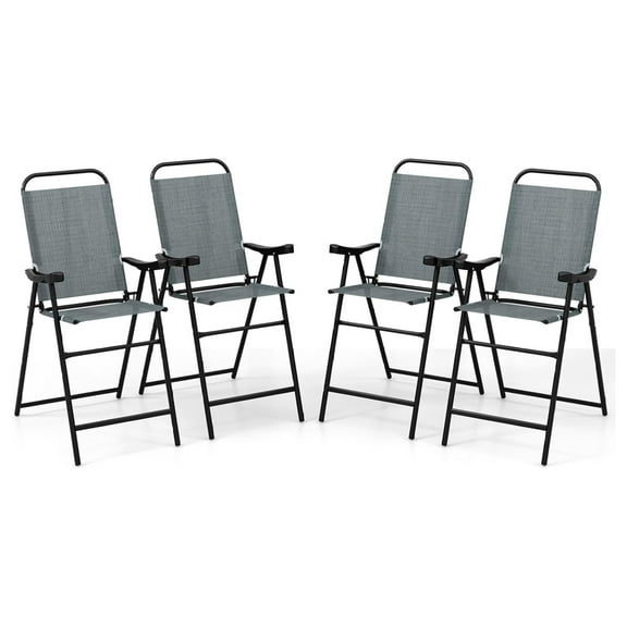 4 Pieces Patio Folding Bar Chairs, High Top Patio Bar Chair with Metal Frame & Footrest, Outdoor Bar Height Chairs for Balcony, Garden & Poolside, Blue (2, Blue)