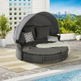 thumbnail image 1 of 4 Pieces Patio Furniture Round Outdoor Daybed,Wicker Rattan Sectional Sofa with Retractable Canopy,Wicker Conversation Set with Washable Cushions,Storable Table in Porch Backyard,Dark Gray, 1 of 7
