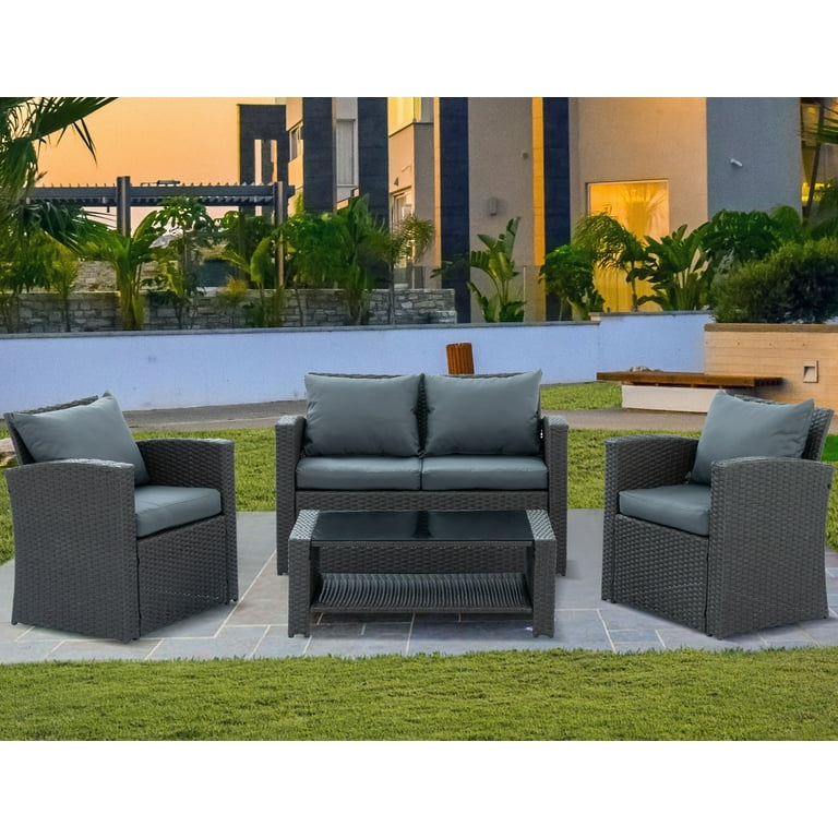 Grey 4 seater patio set new arrivals