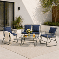 thumbnail image 1 of YIORTWO 4-Piece Outdoor Patio Furniture Set, Wicker Sofa Set with Thick Cushions, All-Weather Rattan Deep Seating Set with Tempered Glass Table, Blue, 1 of 9