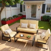 4 Pieces Patio Furniture Set with Loveseat and 2 Chairs for Garden & Outdoor - Beige