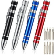 4 Pieces Pen Screwdriver Multitool Handy Tool 8 in 1 Magnetic Pocket Screwdriver Multi Precision Function for Man Mini Gadgets Repair Tools