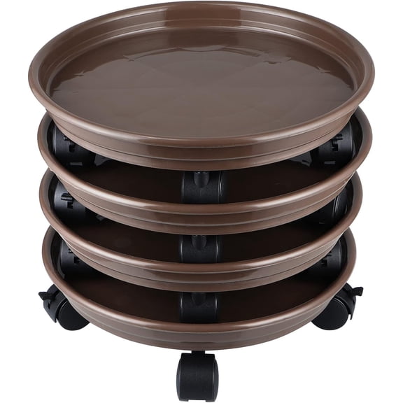 4 Pieces Plant Caddy 11.8 Inch with Brake Wheels, Heavy Duty Indoor Outdoor Plant Stand Roller, Load Capacity 125 Lbs, Durable Mobile Plant Pallet