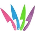 thumbnail image 1 of 4 Pieces Plastic Cake Knives with Serrated Edges Salad Knife Tomato/Lettuce Cutter with Handle Kitchen Serving Tool for Cake, Bread, Vegetables, Fruits, Adults & Kids. Random Color, 1 of 4