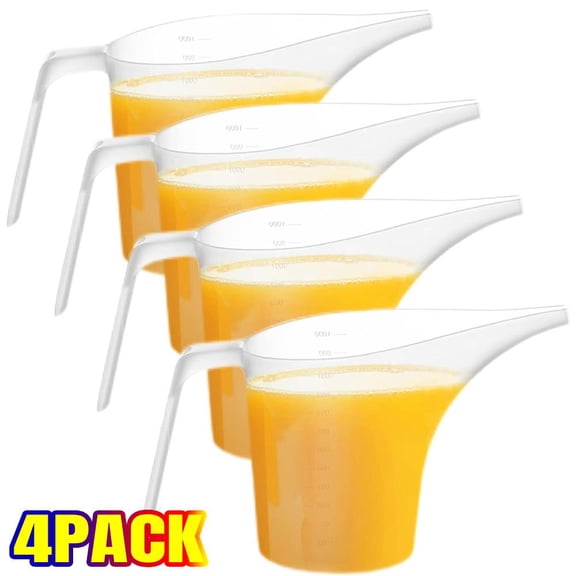 4 Pieces Plastic Funnel Pitcher,Measuring Cup with Long Spout,Easy Pour Cup 1000 ml (32 oz)