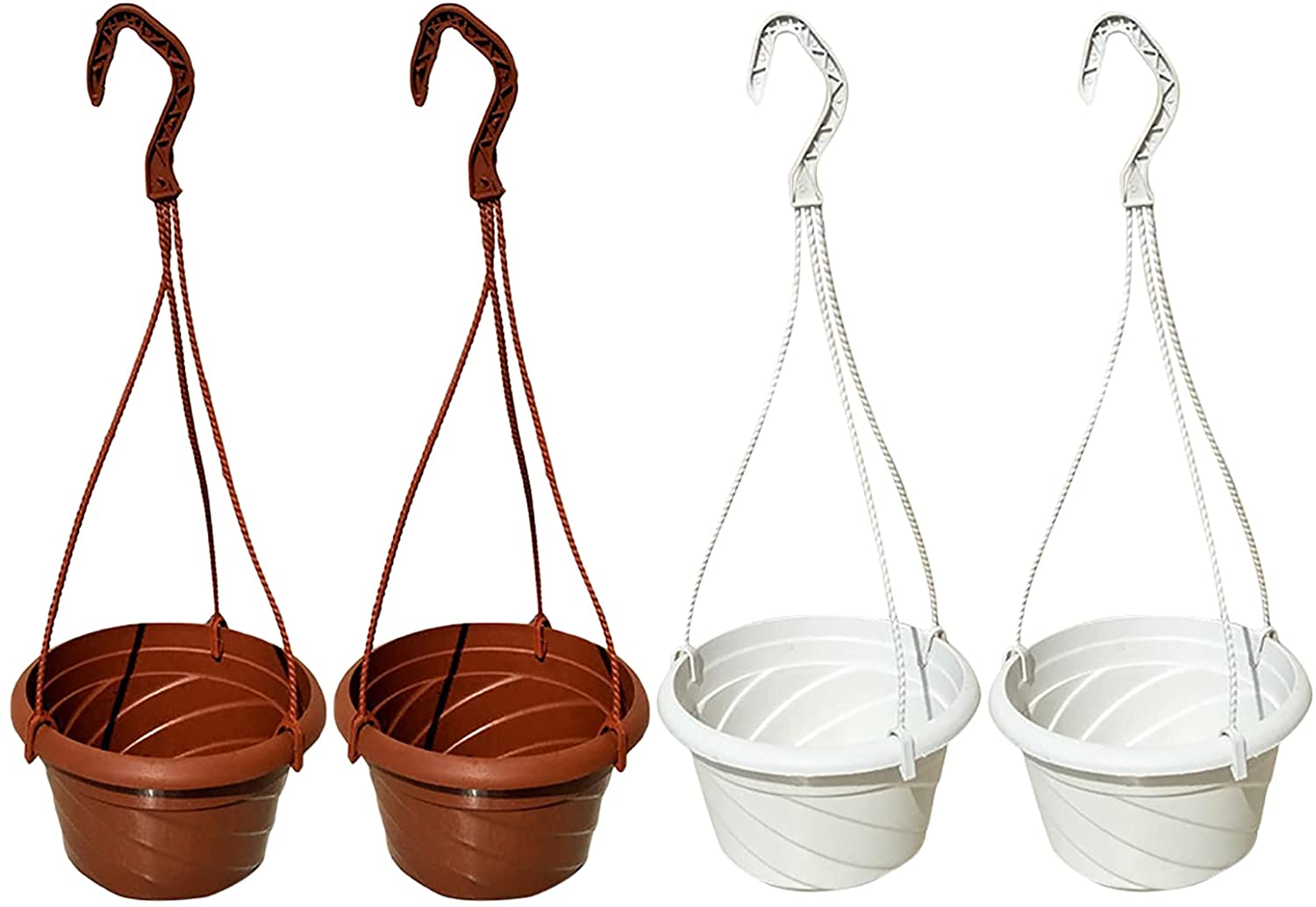 4 Pieces Plastic Hanging Flower Plant Pots Chain Basket Planter Holder ...