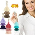 thumbnail image 1 of 4 Pieces Pom Pom Tassel Keychain Colorful Backpack Keychain Women Cute Bag Charms Bohemian Purse Tassels Bag Charm Handbag Purse Pendant Key Chain, 1 of 8