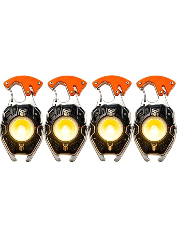 4 Pieces Portable Mini Multi-Function Tools Keychain LED Light with Type-C Charging Cable