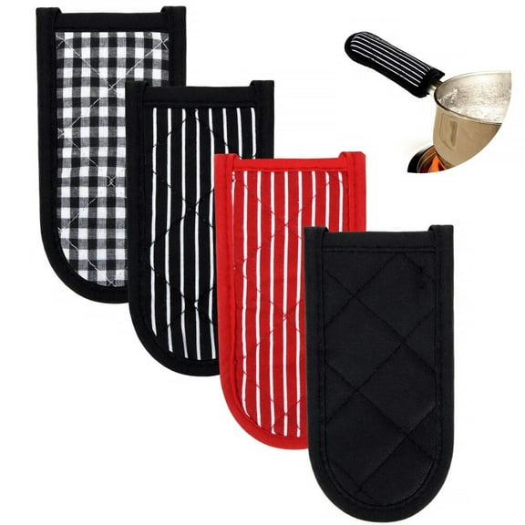 4 Pieces Pot Handle Holder Covers Heat Resistant Pan Sleeve Grip Cotton Cast Iron Skillet Handle Covers Non Slip Pan Holders Pan Washable for Kitchen Home Cooking BBQ Cookwares