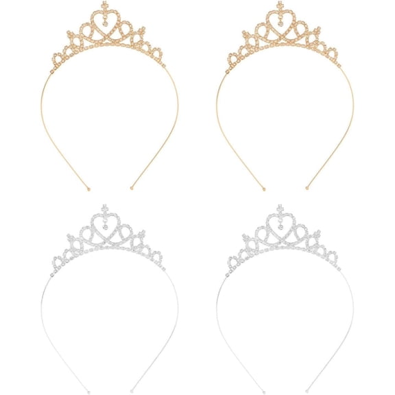 4 Pieces Princess Crown, Children'S Metal Headband, Classic Fashion, Ele Rhinestone Hair Accessories For Girls, Clothing Dressing Accessories.